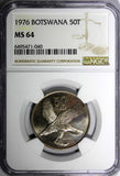 Botswana 1976 50 Thebe NGC MS64 African Fish Eagle Nice Toned KM# 7 (40)
