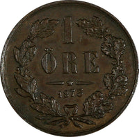 SWEDEN Oscar II Bronze 1873 L A 1 Ore  KM# 728 (17 865)