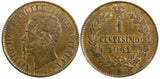 ITALY Vittorio Emanuele II Copper 1861 M Centesimo UNC KM# 1.1 (23 903)