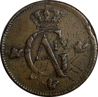 SWEDEN Gustaf IV 1805 1 SKILLING OVERSTRUCK ON 2 ORE (1743-1768) KM# 566 (15115)