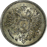 Finland Nicholas II Silver 1909 L 25 Penniä KM# 6.2 (17 280)