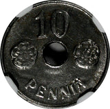 Finland Iron 1944 10 Penniä NGC MS63 WWII Issue KM# 34.1 (010)