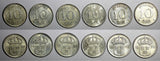 SWEDEN Gustaf V Silver LOT OF 6 COINS 1911-1939 10 Ore  KM# 780 (20 627)