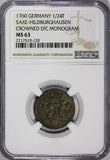 GERMANY SAXE-HILDBURGHAUSEN 1760 1/24 Thaler NGC MS63 TOP GRADED KM# 50 (120)