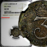GREAT BRITAIN George II Silver 1737 Maundy Set (4 Coin) NGC MS62,AU58 TOP GRADED