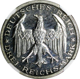 Germany Silver PROOF 1927 A 3 Reichsmark Marburg Univer.NGC PROOF DET.KM# 53/019