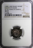 FRANCE Louis IV Silver (1000-1100) Denier Counts of Nevers NGC AU55 TOP GRADED