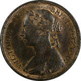 Great Britain Victoria Bronze 1891 1/2 Penny aUNC Nice Toning KM# 754 (17 386)
