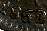 MEXICO Silver 1862/1 Go YF  1/2 Real OVERDATE "2/1" Guanajuato Mint KM# 370.7
