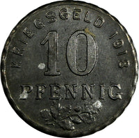 Germany Bochum Gelsenkirchen Hatingen Steel Notgeld 1918 10 Pfennig Funck# 49.1