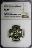 Guernsey 1981 1 Pound NGC MS66 TOP GRADED BY NGC Mintage-200,000 KM# 37 (043)