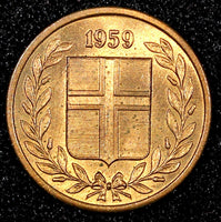 Iceland Bronze 1956 1 Eyrir RED GEM BU KM# 8 RANDOM PICK (1 Coin) (24 058)