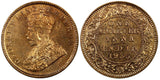 India-British George V Bronze 1935 (C) 1/4 Anna UNC Red Toned KM# 512  (22 303)