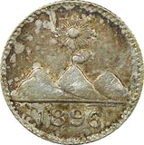 Guatemala Silver 1896  1/4 Real Radiant sun 3 volcanoes Toned KM# 162 (22 685)