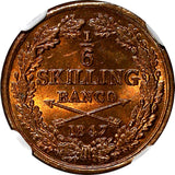 SWEDEN Oscar I Copper 1847 1/6 Skilling NGC MS64 RB NICE BU COIN  KM# 656 (206)