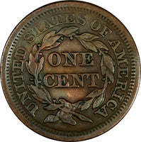 US Copper 1853 Braided Hair Large Cent 1 c. (17 099)