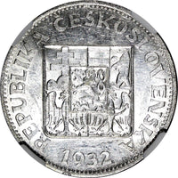 Czechoslovakia Silver 1932 10 Korun 30 mm NGC UNC DETAILS KM# 15 (034)