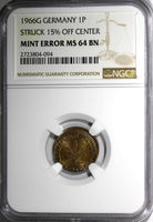 Germany - Federal Republic 1966-G 10 Pfennig MINT ERROR NGC MS64 BN KM# 105(094)