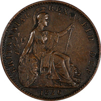 Great Britain George IV Copper 1826 Farthing KM# 677 (20 378)