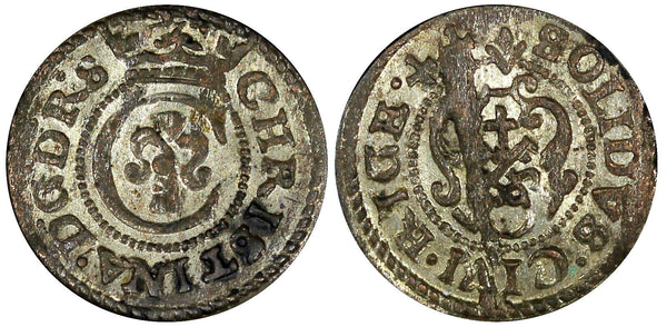 Riga.Livonia Christina of Sweden (1632-1654) Silver 1644 Solidus 0,67g.KM# 21(6)