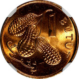 Gambia Bronze 1974 1 Butut NGC MS65 RD FULL RED TOP GRADED BY NGC KM# 8 (045)
