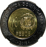 DOMINICAN REPUBLIC 2015 10 Pesos NGC MS65 MELLA  Poland Mint KM# 106 (003)