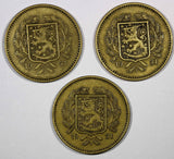 FINLAND  LOT OF 3 COINS Aluminum-Bronze 1931-S 10 Markkaa VF Condition KM# A32