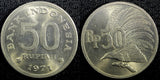 INDONESIA Copper-Nickel 1971  50 Rupiah Greater Bird aUNC KM# 35 (22 995)