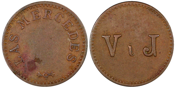 Guatemala Copper Nd (c.1890) Finca Las Mercedes V I J Token 20 mm Clark-237