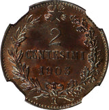 Italy Vittorio Emanuele III 1903 R 2 Centesimi NGC MS65 BN TOP GRADED KM# 38 (8)