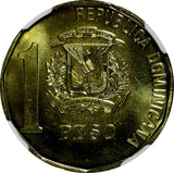 Dominican Republic Juan Pablo Duarte 2015 1 Peso NGC MS66 Magnetic KM# 80 (025)