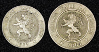 Belgium Léopold I LOT OF 2 COINS 1862/1 5 Centimes 1864 10 Centimes KM# 21 KM#22