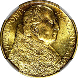 Vatican City Pius XI Gold 1956 XV 100 Lire NGC MS62 5.19g.Mint-1,000 KM# 53.2