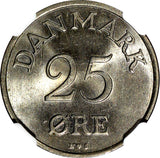 Denmark Frederik IX 1949 N S 25 Ore NGC MS64 Crowned Monogram KM# 842.1 (069)