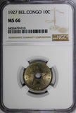 Belgian Congo Albert I 1927 10 Centimes NGC MS66 TOP GRADED COIN  KM# 18 (016)