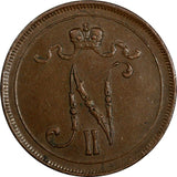 Finland Nicholas II Copper 1915 10 Penniä Mintage-420,000 KM# 14 (18 745)