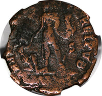 WESTERN ROMAN EMPIRE Gratian 367-383  AE2 Rev-Emperor dragging captive NGC (203)