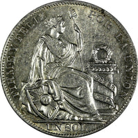 Peru Silver 1935 1 Sol  37mm Mintage-695,000 Mint Luster KM# 218.2 (18 265)