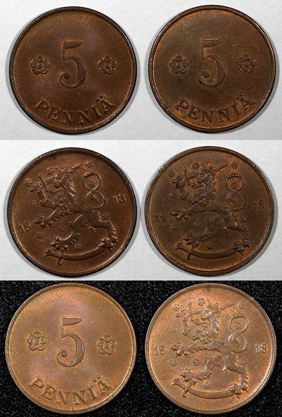 FINLAND Copper 1918 5 Penniä  UNC KM# 22 RANDOM PICK  (1 COIN)