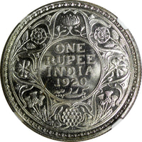 India-British George V Silver 1920 (C) Rupee NGC MS63 Calcutta Mint KM# 524 (44)