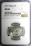 Kenya Mzee Jomo Kenyatta 1971 1 Shilling NGC MS66 TOP GRADED KM# 14 (40)