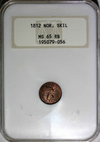 Norway Frederick VI Copper 1812 1 Skilling NGC MS65 RB High Grade SCARCE KM# 281
