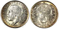 GREAT BRITAIN George V Silver 1920 3 Pence MAUNDY UNC Toned KM# 813 (20 102)