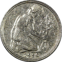Germany - Federal Republic Copper-Nickel 1950 G 50 Pfennig RARE KM# 104 (190)
