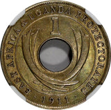 East Africa George V Copper-Nickel 1911 H 1 Cent NGC MS63 1st Year Type KM# 7(1)