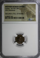 WESTERN ROMAN  Gratian 367-383 Nummus AE4 Rev-VOT laurel wreath NGC (247)