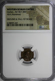 WESTERN ROMAN  Gratian 367-383 Nummus AE4 Rev-VOT laurel wreath NGC (247)