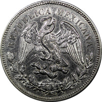 Mexico SECOND REPUBLIC Silver 1908 Mo GV Peso 38.5 mm aUNC KM# 409.2 (560)