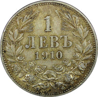 Bulgaria Ferdinand I Silver 1910 1 Lev Toned KM# 28 (22 284)