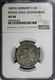 Germany Schles-Hols-Schauenburg Silver 1609 IG 1/16 Thaler NGC AU58 TOP KM# 47